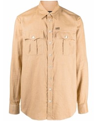 Мужская светло-коричневая рубашка с длинным рукавом от DSQUARED2