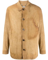 Мужская светло-коричневая рубашка с длинным рукавом от Golden Goose