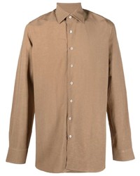 Мужская светло-коричневая рубашка с длинным рукавом от Lardini