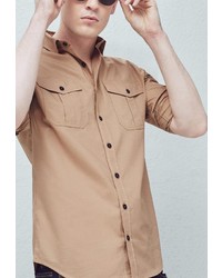 Мужская светло-коричневая рубашка с длинным рукавом от Mango Man