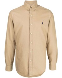 Мужская светло-коричневая рубашка с длинным рукавом от Polo Ralph Lauren