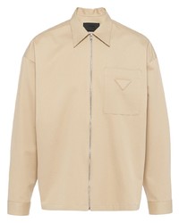 Мужская светло-коричневая рубашка с длинным рукавом от Prada