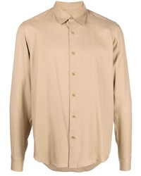 Мужская светло-коричневая рубашка с длинным рукавом от Sandro