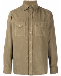 Мужская светло-коричневая рубашка с длинным рукавом от Tom Ford