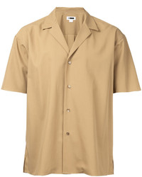 Светло-коричневая рубашка с коротким рукавом