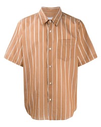 Мужская светло-коричневая рубашка с коротким рукавом в вертикальную полоску от Ami Paris