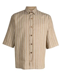 Мужская светло-коричневая рубашка с коротким рукавом в вертикальную полоску от Costumein