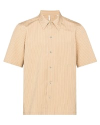 Мужская светло-коричневая рубашка с коротким рукавом в вертикальную полоску от Sunflower