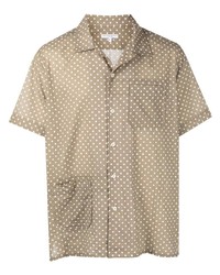 Мужская светло-коричневая рубашка с коротким рукавом в горошек от Engineered Garments