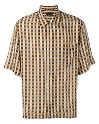 Мужская светло-коричневая рубашка с коротким рукавом в клетку от Qasimi