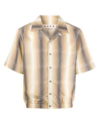 Мужская светло-коричневая рубашка с коротким рукавом в шотландскую клетку от Marni