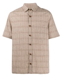 Мужская светло-коричневая рубашка с коротким рукавом в шотландскую клетку от Nanushka