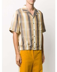 Мужская светло-коричневая рубашка с коротким рукавом в шотландскую клетку от Marni