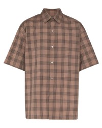 Мужская светло-коричневая рубашка с коротким рукавом в шотландскую клетку от Studio Nicholson