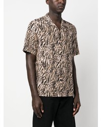 Мужская светло-коричневая рубашка с коротким рукавом с леопардовым принтом от Ksubi