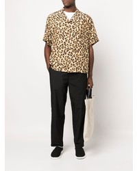 Мужская светло-коричневая рубашка с коротким рукавом с леопардовым принтом от VISVIM