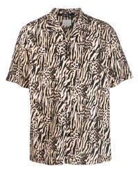 Мужская светло-коричневая рубашка с коротким рукавом с леопардовым принтом от Ksubi