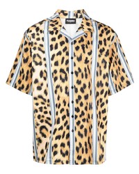 Мужская светло-коричневая рубашка с коротким рукавом с леопардовым принтом от Pleasures