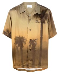 Мужская светло-коричневая рубашка с коротким рукавом с принтом от BLUE SKY INN