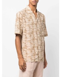 Мужская светло-коричневая рубашка с коротким рукавом с принтом от Nanushka