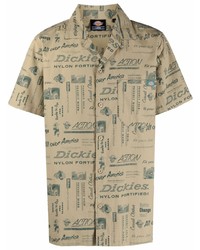 Мужская светло-коричневая рубашка с коротким рукавом с принтом от Dickies Construct