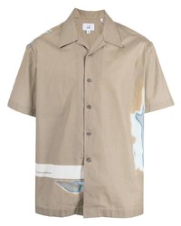 Мужская светло-коричневая рубашка с коротким рукавом с принтом от Dunhill