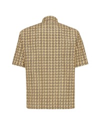 Мужская светло-коричневая рубашка с коротким рукавом с принтом от Fendi