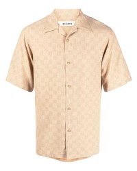 Мужская светло-коричневая рубашка с коротким рукавом с принтом от Misbhv
