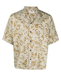 Мужская светло-коричневая рубашка с коротким рукавом с принтом от Saint Laurent