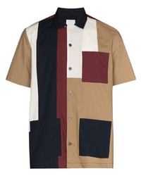 Мужская светло-коричневая рубашка с коротким рукавом с принтом от Wood Wood