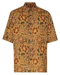 Мужская светло-коричневая рубашка с коротким рукавом с цветочным принтом от Nanushka
