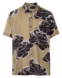 Мужская светло-коричневая рубашка с коротким рукавом с цветочным принтом от OSKLEN