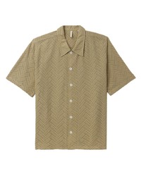 Мужская светло-коричневая рубашка с коротким рукавом с цветочным принтом от Sunflower