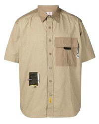 Мужская светло-коричневая рубашка с коротким рукавом от AAPE BY A BATHING APE