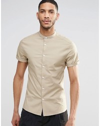 Мужская светло-коричневая рубашка с коротким рукавом от Asos
