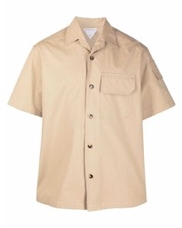 Мужская светло-коричневая рубашка с коротким рукавом от Bottega Veneta
