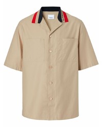 Мужская светло-коричневая рубашка с коротким рукавом от Burberry