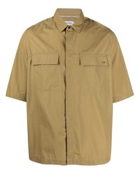 Мужская светло-коричневая рубашка с коротким рукавом от Calvin Klein