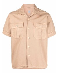 Мужская светло-коричневая рубашка с коротким рукавом от Eleventy