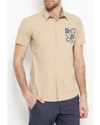 Мужская светло-коричневая рубашка с коротким рукавом от Fresh Brand