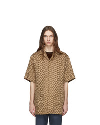 Мужская светло-коричневая рубашка с коротким рукавом от Gucci