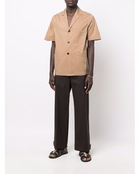 Мужская светло-коричневая рубашка с коротким рукавом от Lardini