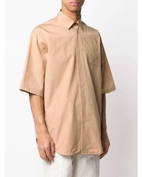Мужская светло-коричневая рубашка с коротким рукавом от Jil Sander