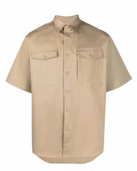 Мужская светло-коричневая рубашка с коротким рукавом от Prada