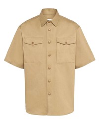 Мужская светло-коричневая рубашка с коротким рукавом от Prada