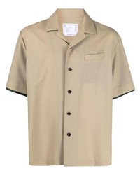Мужская светло-коричневая рубашка с коротким рукавом от Sacai