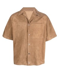 Мужская светло-коричневая рубашка с коротким рукавом от Salvatore Santoro