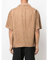 Мужская светло-коричневая рубашка с коротким рукавом от Salvatore Santoro