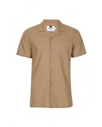 Мужская светло-коричневая рубашка с коротким рукавом от Topman