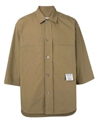 Мужская светло-коричневая рубашка с коротким рукавом от Wooyoungmi